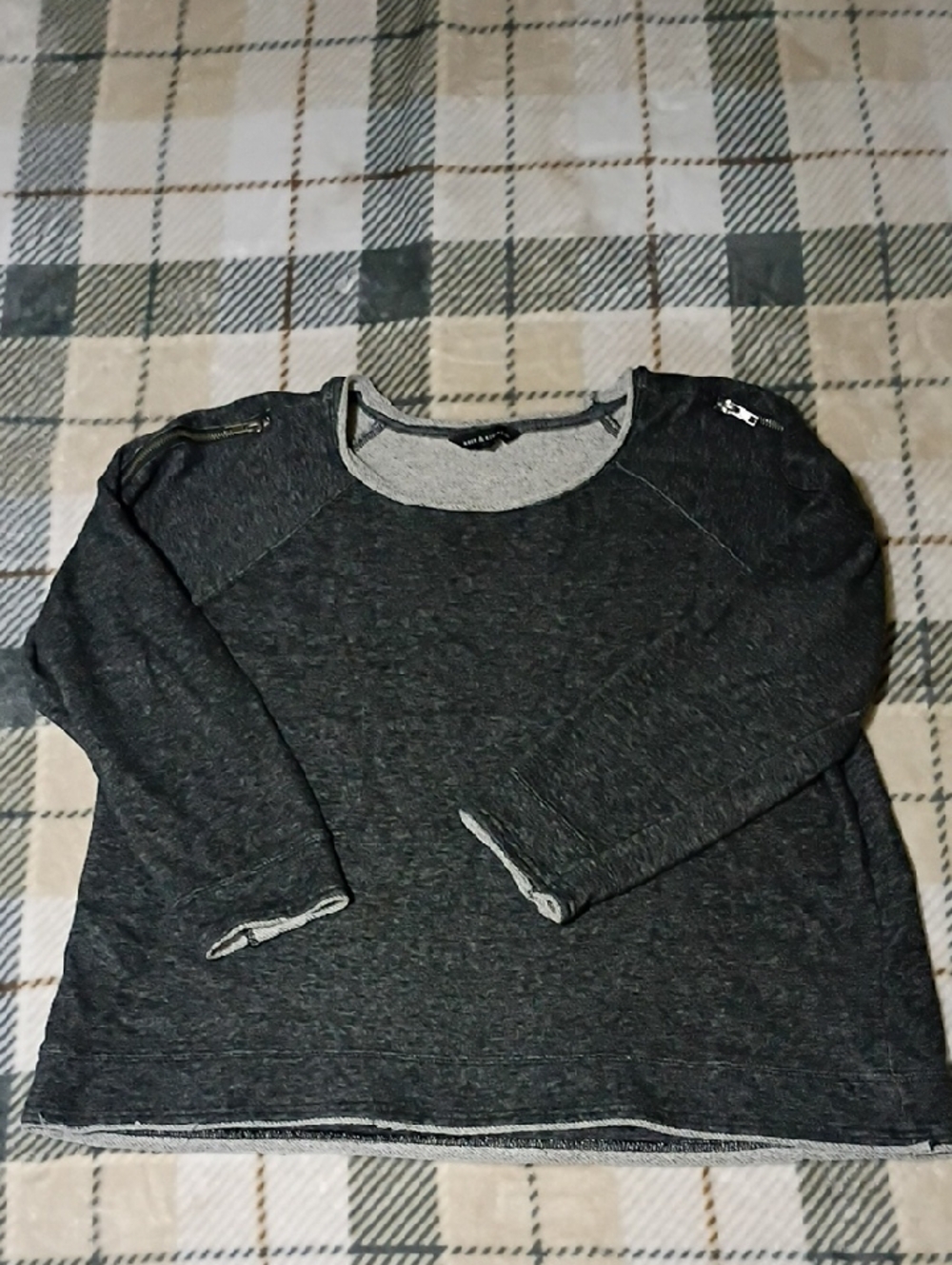Rock & Republic Gray Two-Tone Knit Pullover